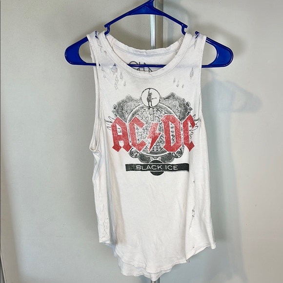 AC/DC White and Red Tank Top Graphic Design weathered look - Picture 1 of 4